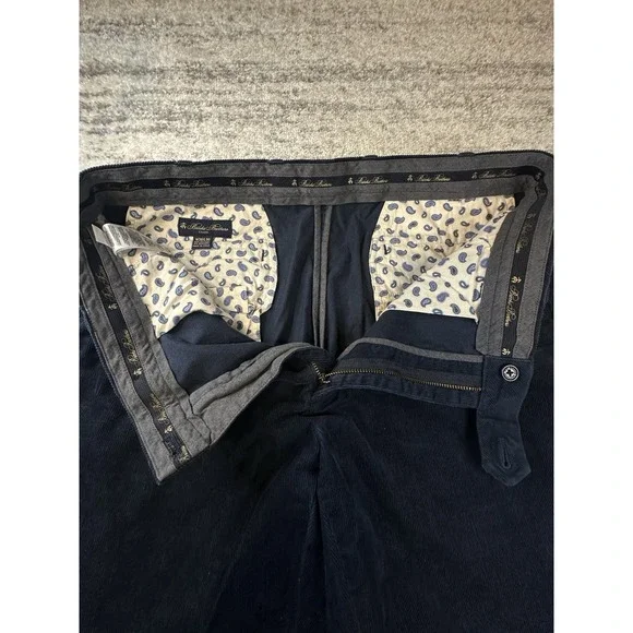 Brooks Brothers Clark Pants Mens Size 38x30 Corduroy Navy Blue Flat Front - Picture 5 of 13